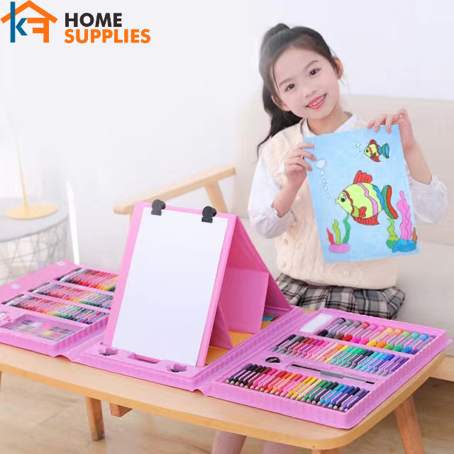 【KF】Oil Pastel 208 Pcs Krayon Set Pensil Warna &amp; Alat Menggambar / Crayon Alat Tulis &amp; Menggambar 208 in 1 Lengkap