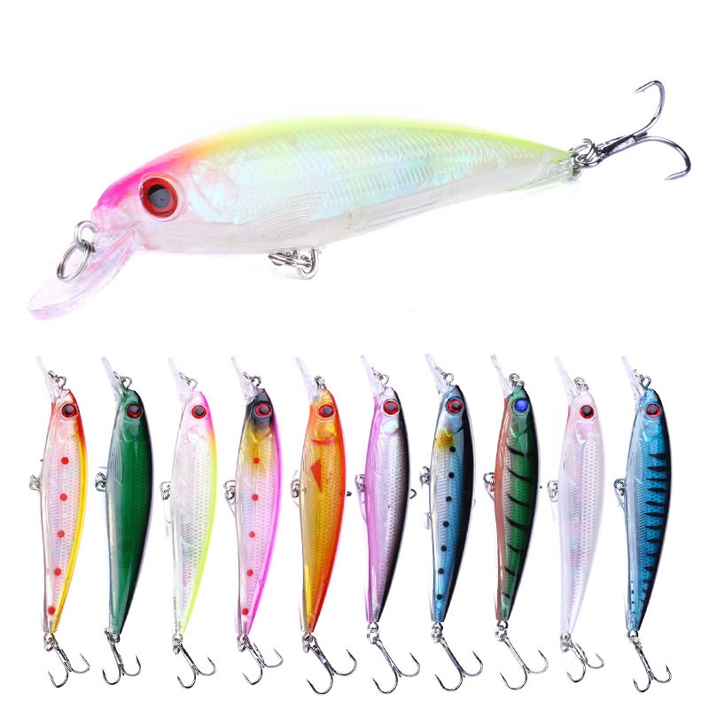 HENGJIA 10pcs Kail Umpan Model Ikan Minnow 10 Warna untuk Outdoor fishing lure swimbait tackle