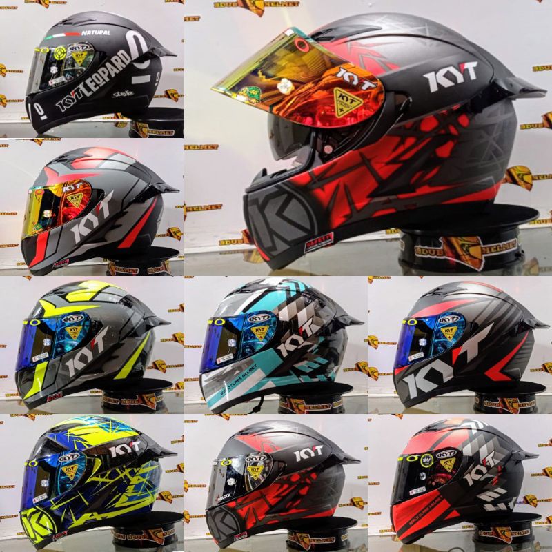 Helm full face Kyt falcon fr spike red doff paket ganteng visor flat iridium
