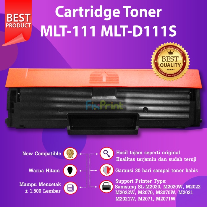 Cartridge Toner Compatible MLT-111 D111 MLT111 Printer Samsung SL-M2020 M2021 M2022W M2070W Chip