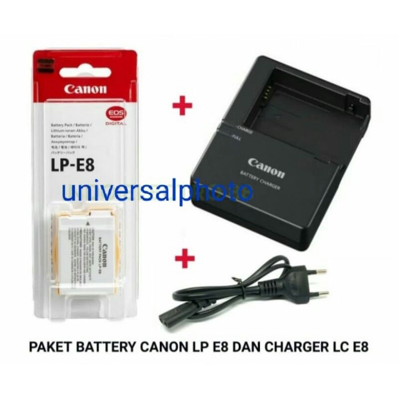 PAKET BATERAI LP-E8 + CHARGER LC-E8 FOR Canon EOS 550D, Canon EOS 600D, Canon EOS 650D,Canon EOS 700