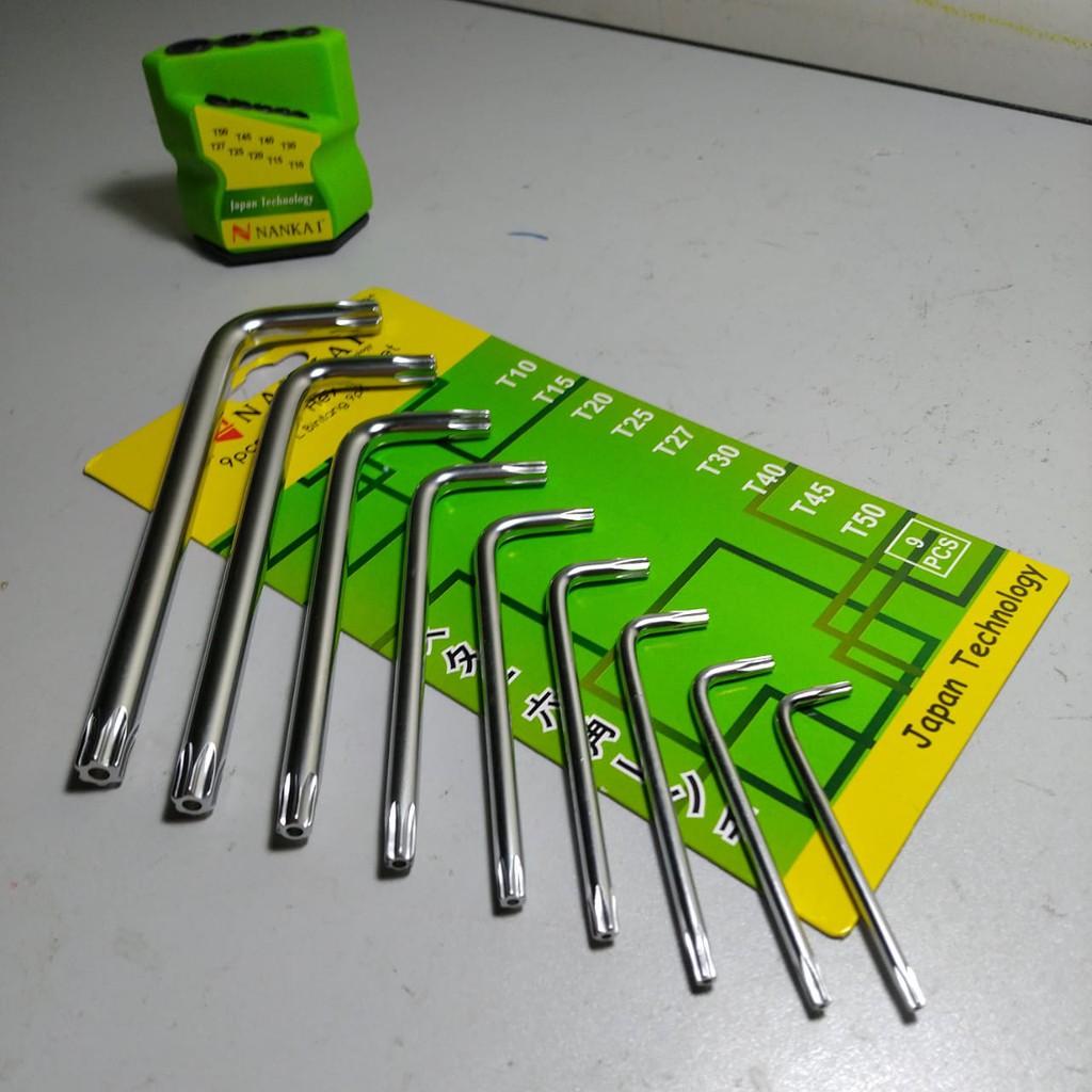 PENDEK KUNCI L BINTANG LUBANG SHORT TORX KEY SET 9 BAUT REM SEPEDA MOTOR T 10 15 20 25 27 30 40 4550-5