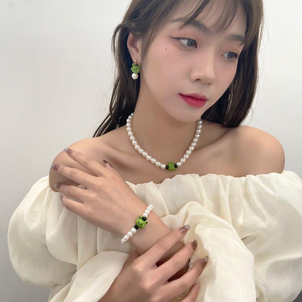 Agustinina Kartun Kalung Lucu Minoritas Keren Perhiasan Aksesoris Ikan Paus Kodok Bebek Anak Hadiah Mutiara Gaya Korea Anting