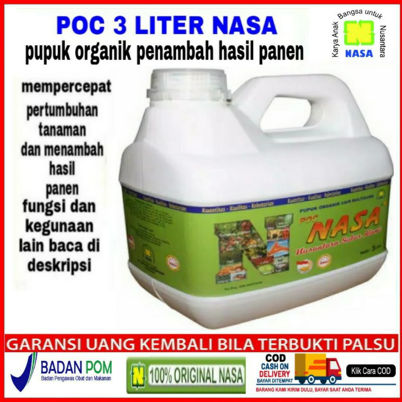 COD - pupuk organik nasa - pupuk nasa organik - pupuk organik cair - poc nasa 3 liter - pupuk nasa