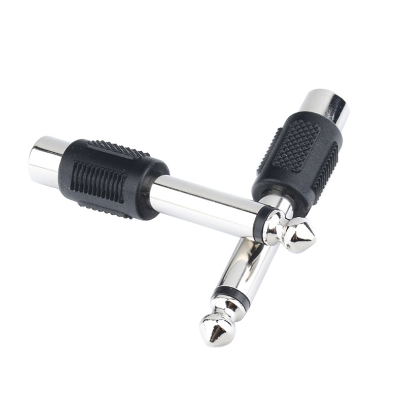 Adaptor Colokan btsg 6.35mm 1per4inch Stereo Jack Male to RCA Female Hitam