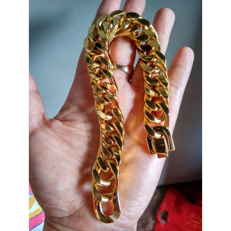 Gelang Rantai Besar Titanium Emas Gold Pria Wanita