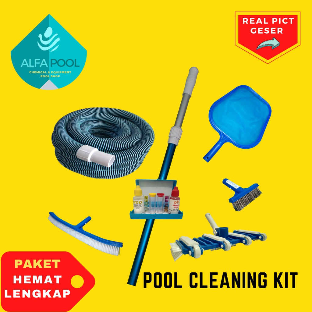 Paket LENGKAP ALAT KOLAM RENANG ( Selang 7 mtr ) Alat Perawatan Kebersihan Kolam Renang