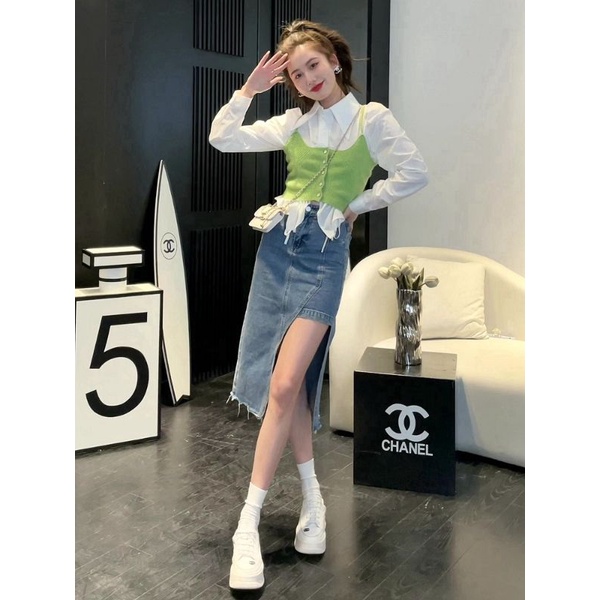 (New) 033 Fashion Wanita Skirt Rok Denim Jeans Noche Korean Premium Bangkok Import