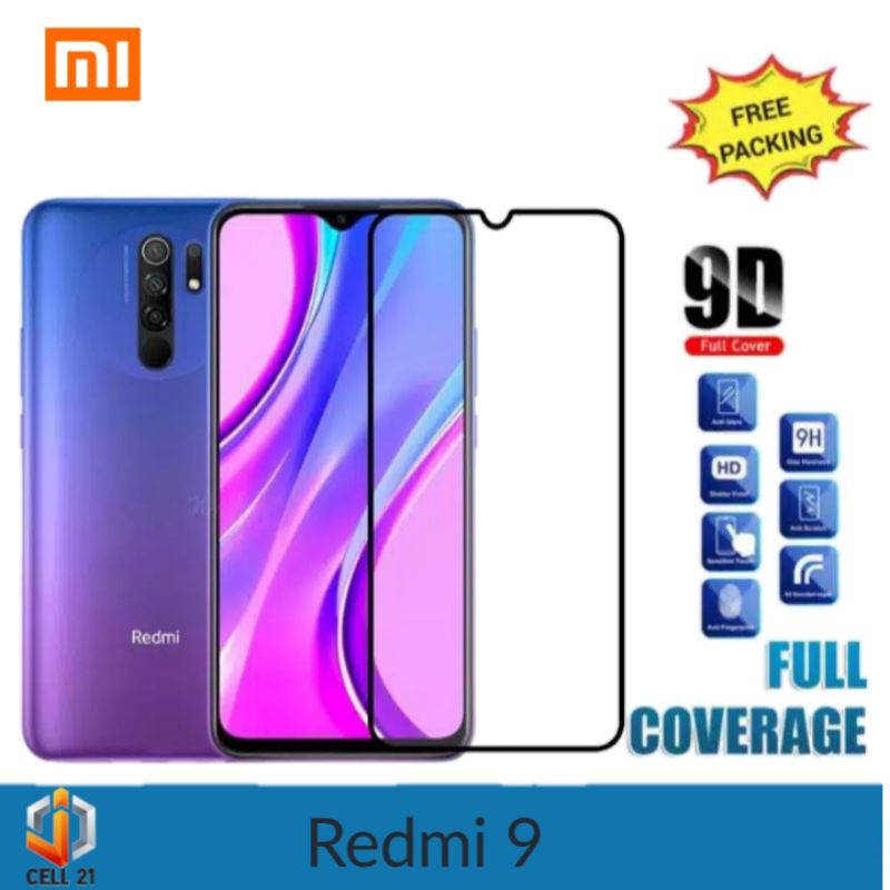 Tempered Glass Full Cover Redmi 9 Tg Anti Gores Full Layar Kaca Screen protector