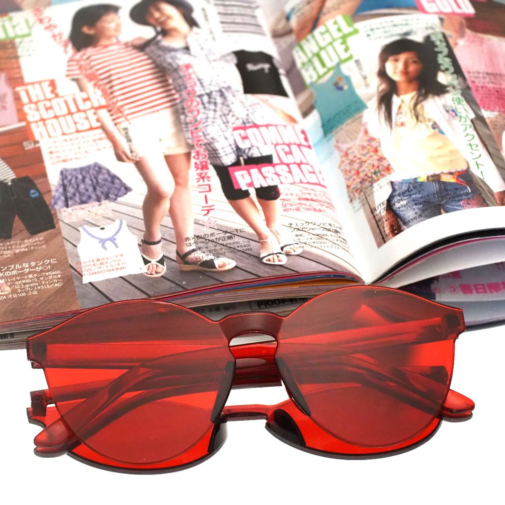 Kacamata Jelly Pria Wanita Kacamata Fashion Murah / Kaca Mata Candy Sunglasses Korea Warna Warni-3. Red