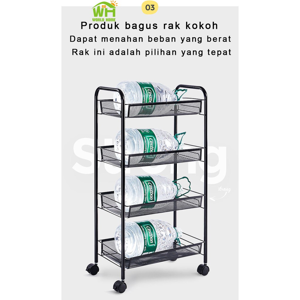 COD Promo Rak Lantai Beroda/Rak Penyimpanan Serbaguna/Rak Dapur/Rak Troli 3 4 5 Tingkat SNC WHF