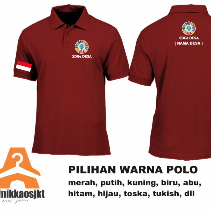 TERLARIS KAOS - BAJU POLO LOGO SDGS DESA + NAMA DESA FULL SABLON - POLO SDGS