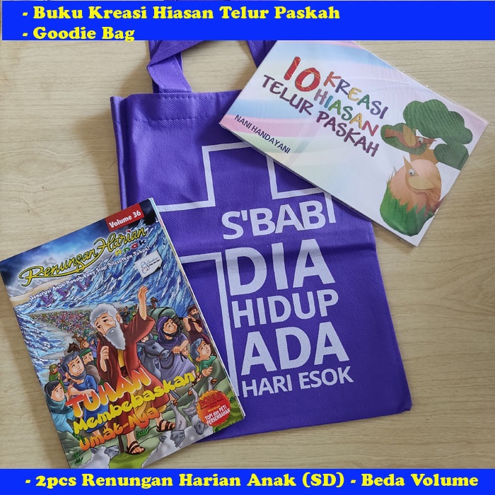 KREASI HIASAN TELUR PASKAH DAN RENUNGAN HARIAN ANAK SD BONUS GOODIE BAG - BUKU ANAK KRISTEN DAN KATO