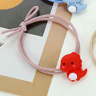 MURMURE.ID | IKAT RAMBUT ALA KOREA MOTIF DINOSAURUS KUNCIR CANDY IMPORT MURAH KARET RAMBUT DINO HA059-A - TALI PINK