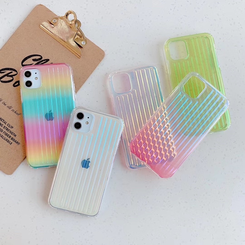 Rainbow Gradation Hologram Softcase Transparan Gradasi for ipahone XS XS Max XR 11 Pro Max 12 Pro Max 13 Pro Max