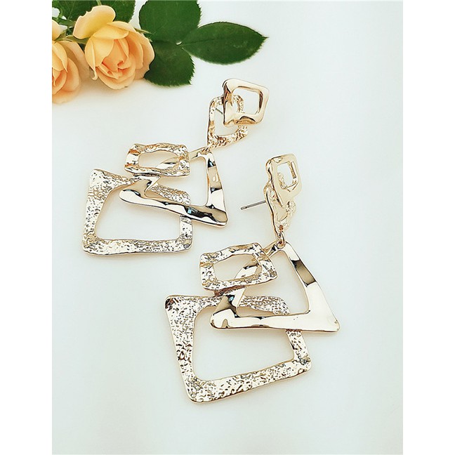 LRC Anting Tusuk Fashion Yellow Geometric Alloy Earrings F61252