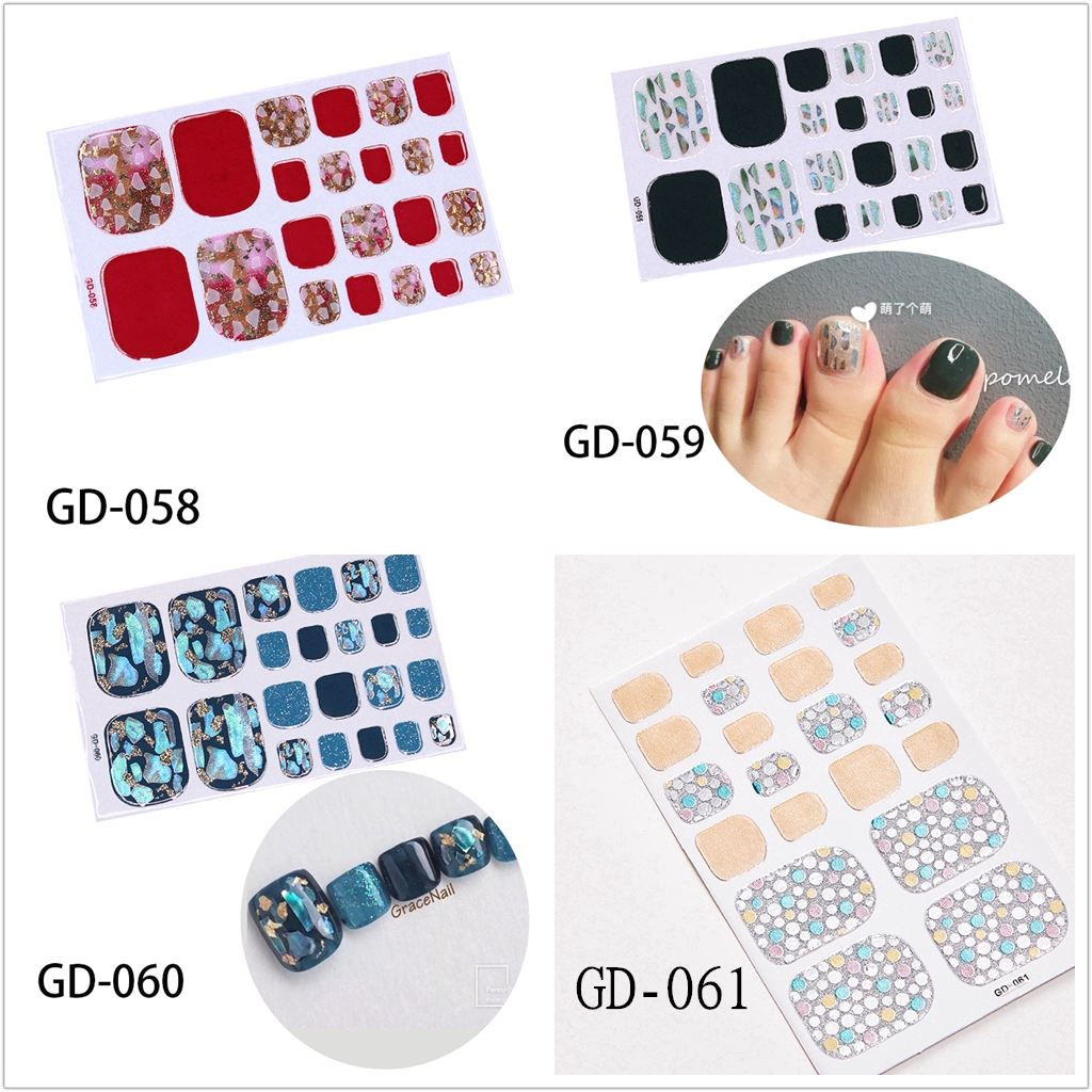 Gd050-065 Stiker Kuku 3D Motif Garis / Geometri Warna Emas Anti Air untuk Nail Art