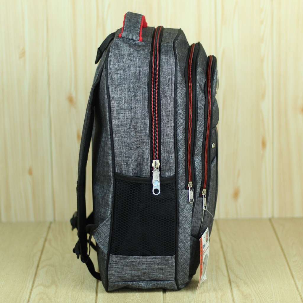 Tas Ransel Pria Alfito Bordir Abu Merah Free Rain Cover Back Pack Kece Keren Awet Berkualitas