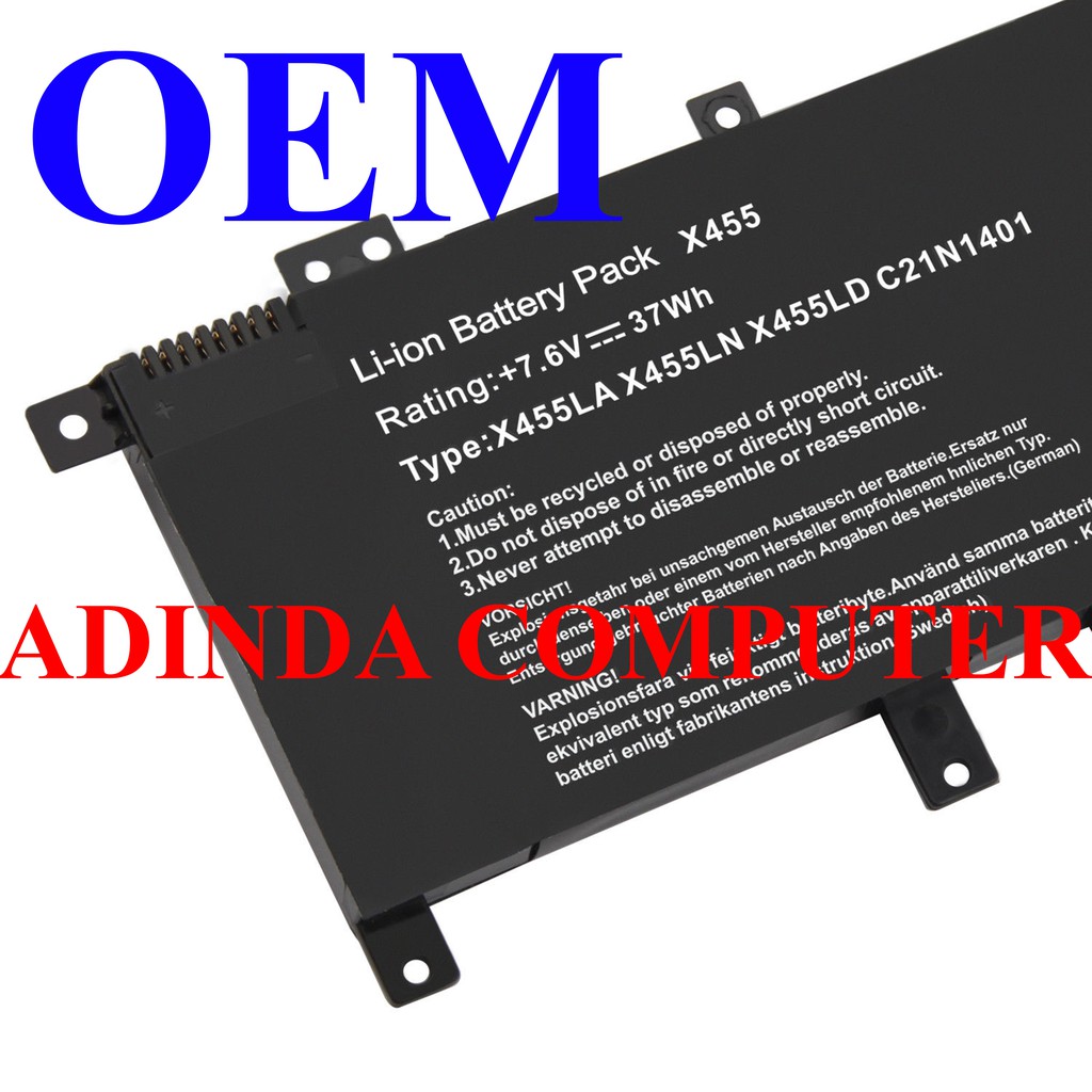 Baterai Asus X455 C21N1401 C21INI401 C21IN401