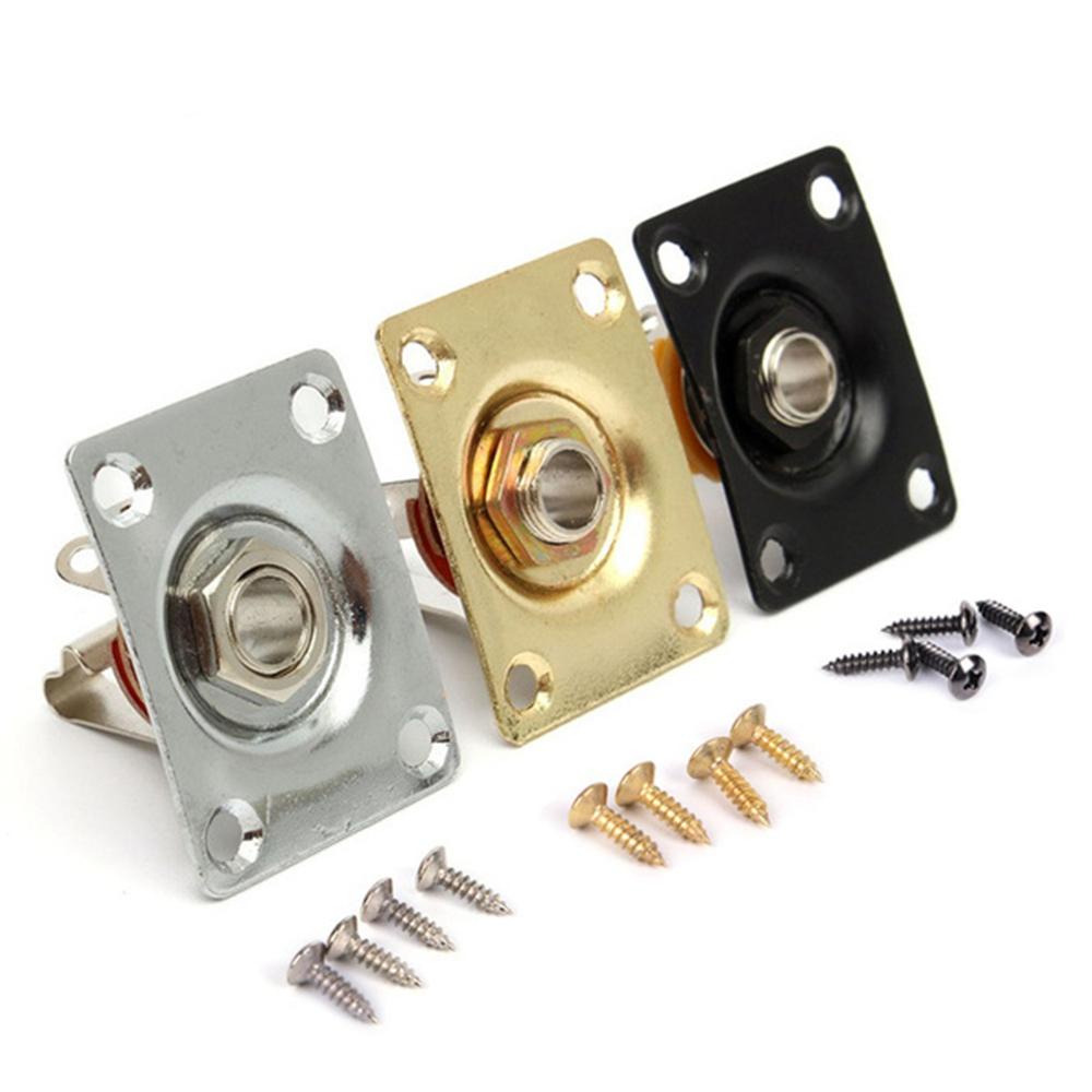 Lanfy Soket Output Bagian Gitar Elektrik Metal Tahan Lama Untuk Plat &amp; Sekrup Jack Gitar Listrik Instrumen Senar Jnput Jack