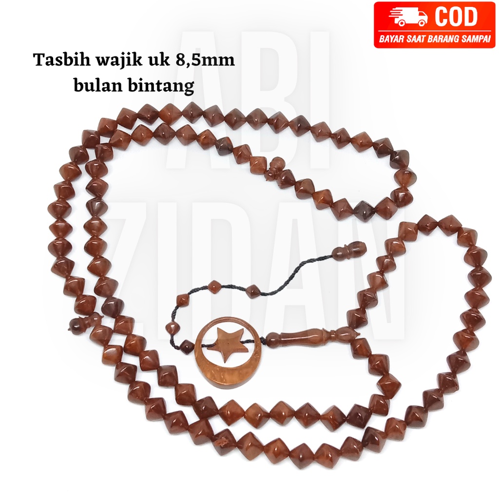 Tasbih kayu Kaokah Kokka Kaukah kokkah koka asli Original model wajik 99 uk 8,5 mm bulan bintang