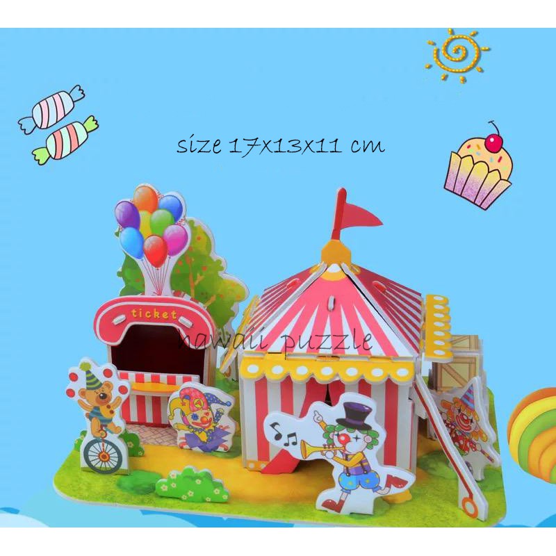 Puzzle 3D DIY bahan foam &amp; paper AMUSEMENT PARK mainan puzzle edukasi anak (kado,pajangan,dekorasi)