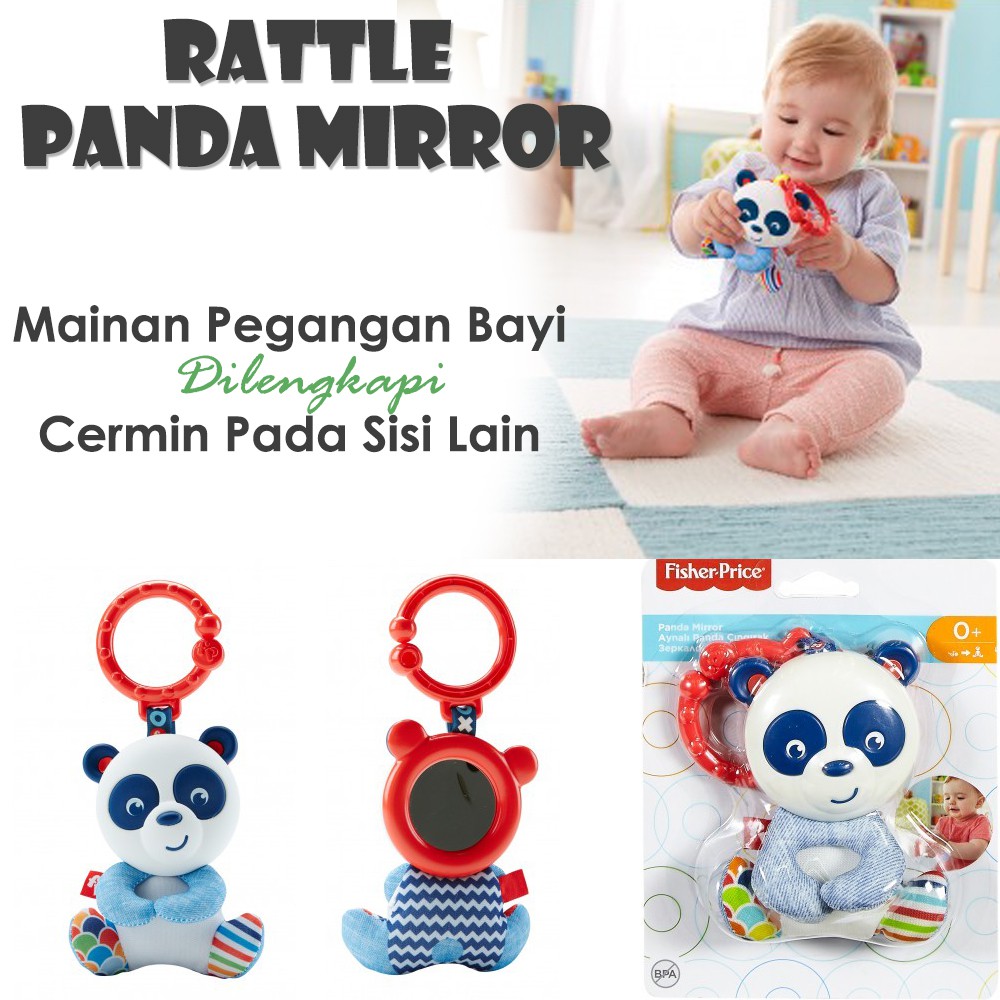 Mainan Bayi Pegangan Cermin FISHER PRICE RATTLE PANDA &amp; MONKEY MIRROR - Mainan Pegangan Bayi Cermin Karakter Panda &amp; Monyet Lucu