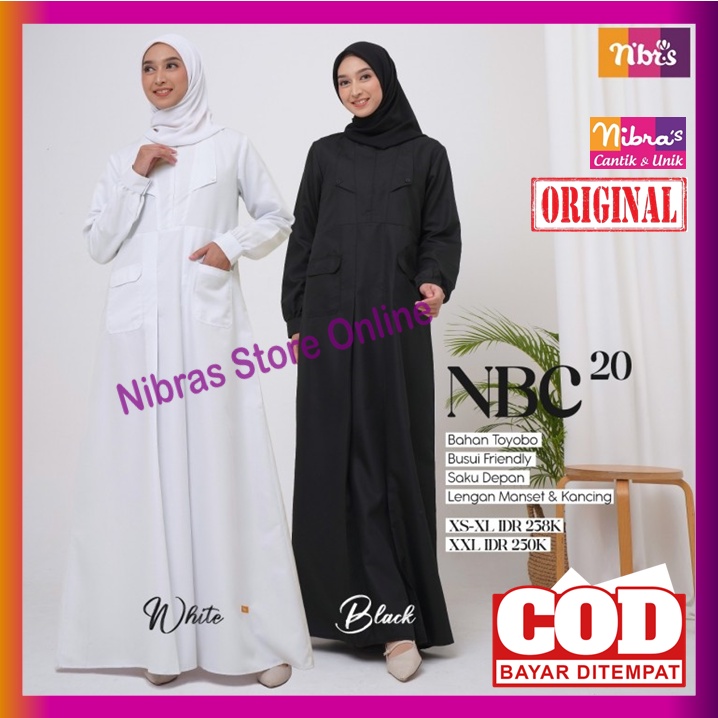 Gamis Nibras Promo Gamis Nibras Terbaru 2022 NBC 20 Toyobo Hitam Putih Polos Baju Dress Dres Wanita 