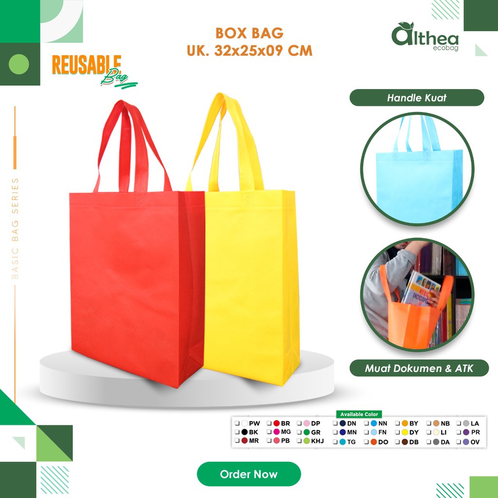 

[Bisa Disablon] Tas Spunbond Polos 75 Gsm Tebal Tas Seminar Tas Dokumen Tas Sembako Goodie Bag Polos 32x25x9