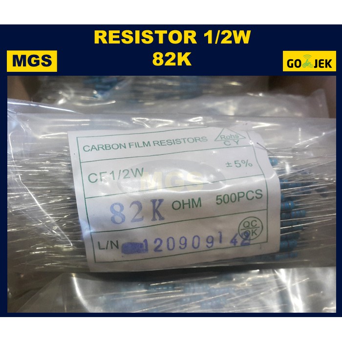 500Pcs Resistor 1/2W 82K