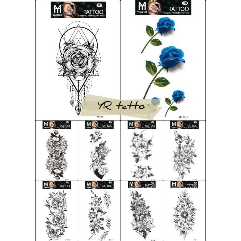 Tatto temporary Naga elang Bunga wanita model FF ukuran 21*10cm
