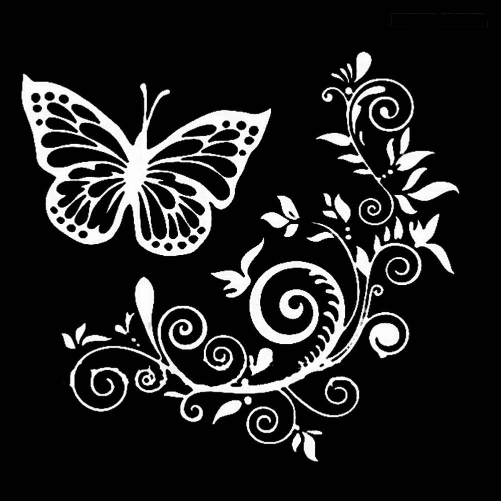 Car Butterfly Stiker Decal Reflektif Motif Kupu-Kupu + Bunga Untuk Dekorasi Body / Jendela Mobil