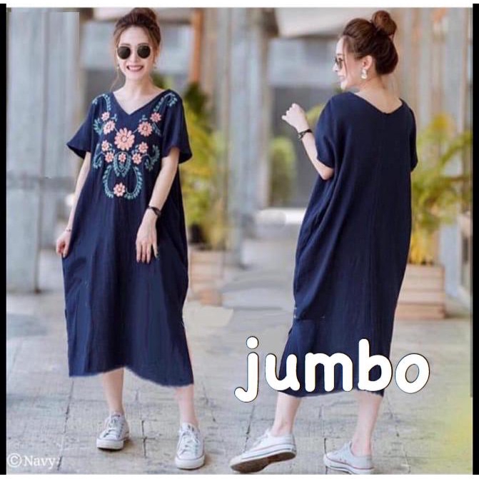 RAINBOW - DRESS JUMBO PELITA SABLON BUNGA / DRESS JUMBO WANITA MURAH