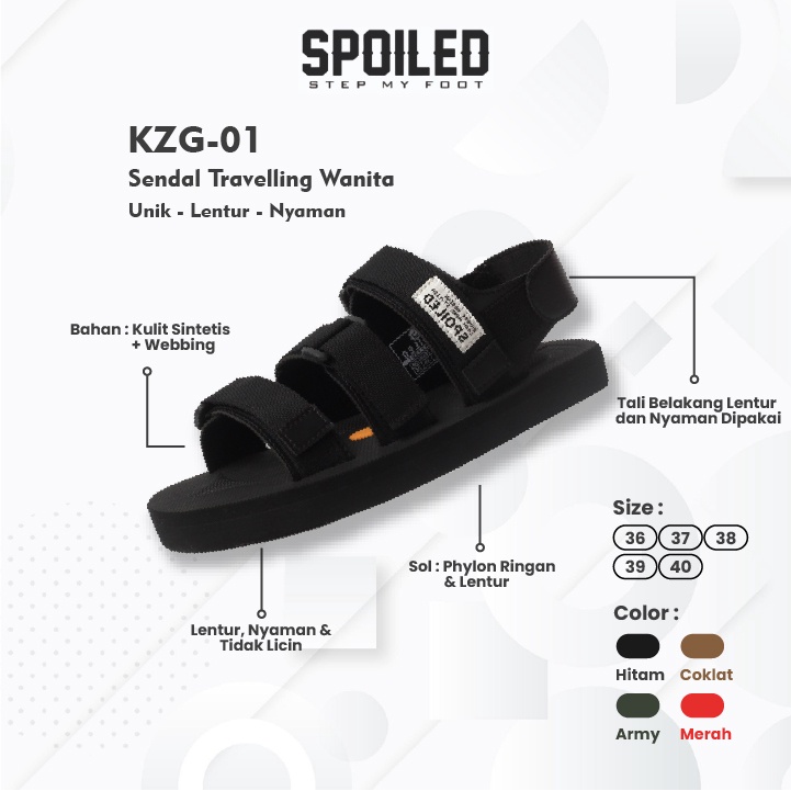 Spoiled - Fuji Yama 01 Sandal Cewek Wanita Perempuan Murah Sendal Tali Karet Sepatu Gunung Traveling