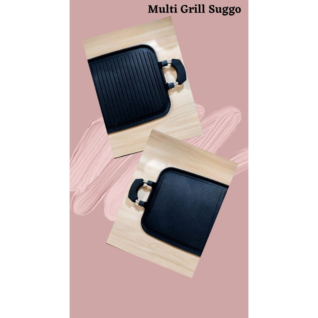 Multi Grill Pan / Wajan / Alat Panggang Daging BBQ Serbaguna Anti Lengket SUGGO / Multi Grill Pan BBQ Suggo