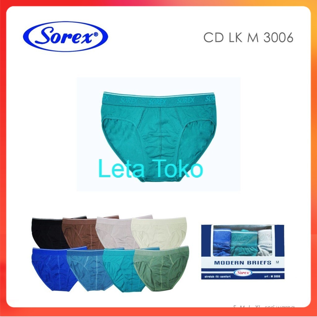 Isi 3 Pcs -CD Sorex Pria Celana Dalam Laki Laki Dewasa Cowok Katun Sport LK M 3006 Terlaris Murah