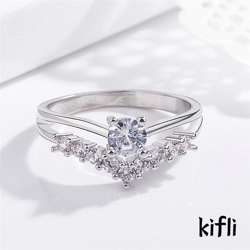 Cincin Tunangan,Alloy Simple Hias Zircon,Aksesoris Pengantin Wanita