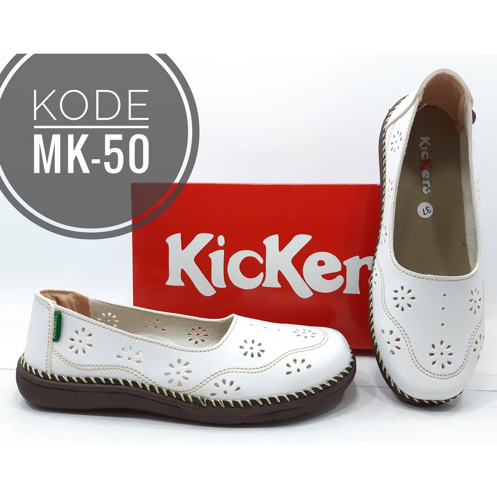 Sepatu Kickers Wanita Slip On Kode MK-50-Putih