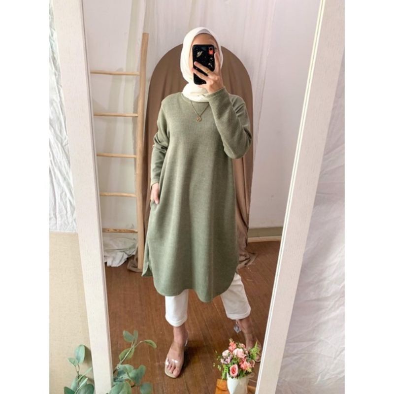 Tunik Waffle Knit Ala Uniqlo