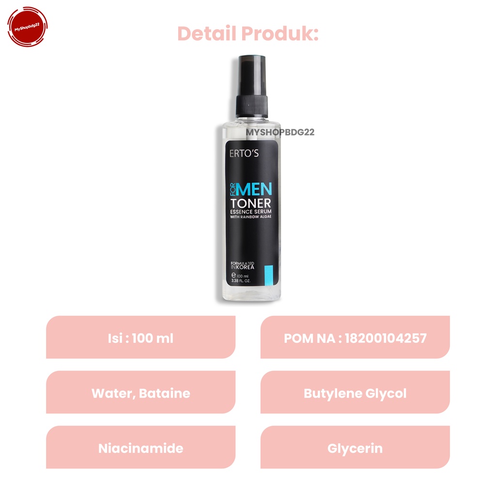 Ertos Men Series Serum Essence Toner Skincare Perawatan Kulit Wajah Pria By Myshopbdg22