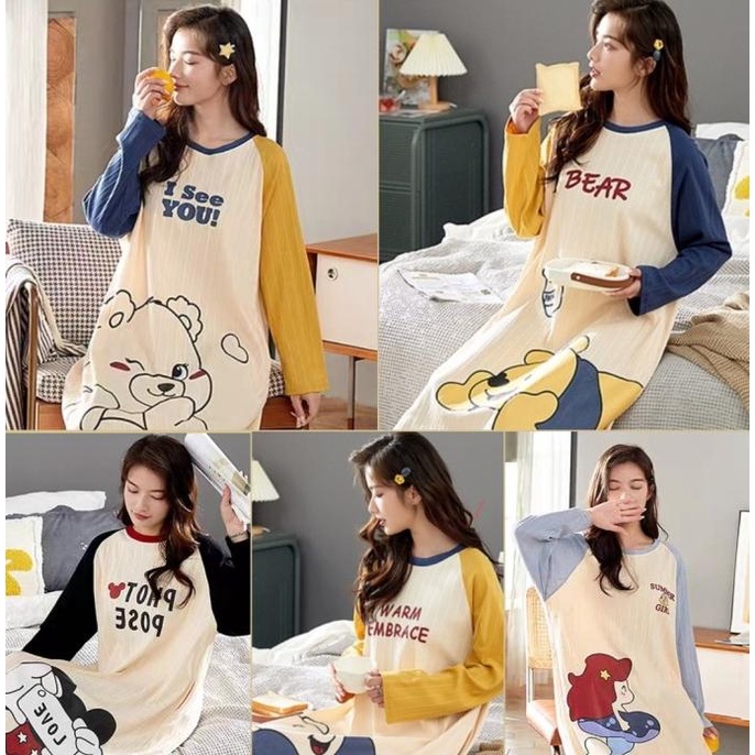 Baju Tidur Daster Lengan Panjang Kaos Marc Fashion