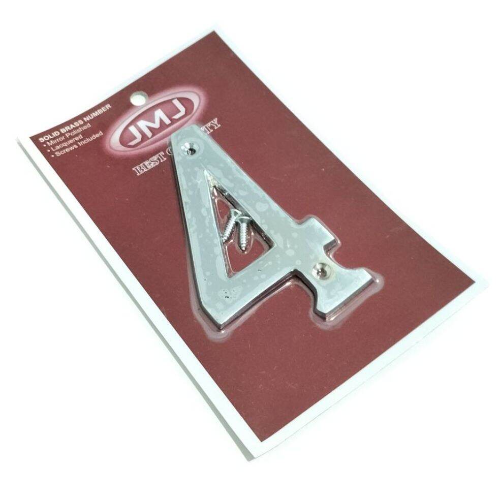 Angka Plat rumah Chrome Nomor 4 (Empat) alamat rumah (B243)