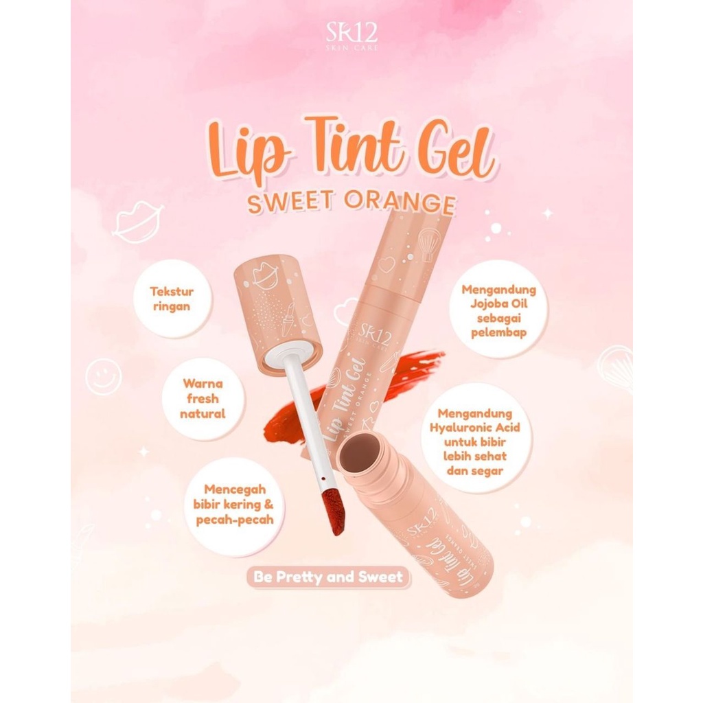 Liptint SR12 Lip Tint Gel Sweet Orange 2gr BPOM Ringan Tidak Lengket Cepat Meresap