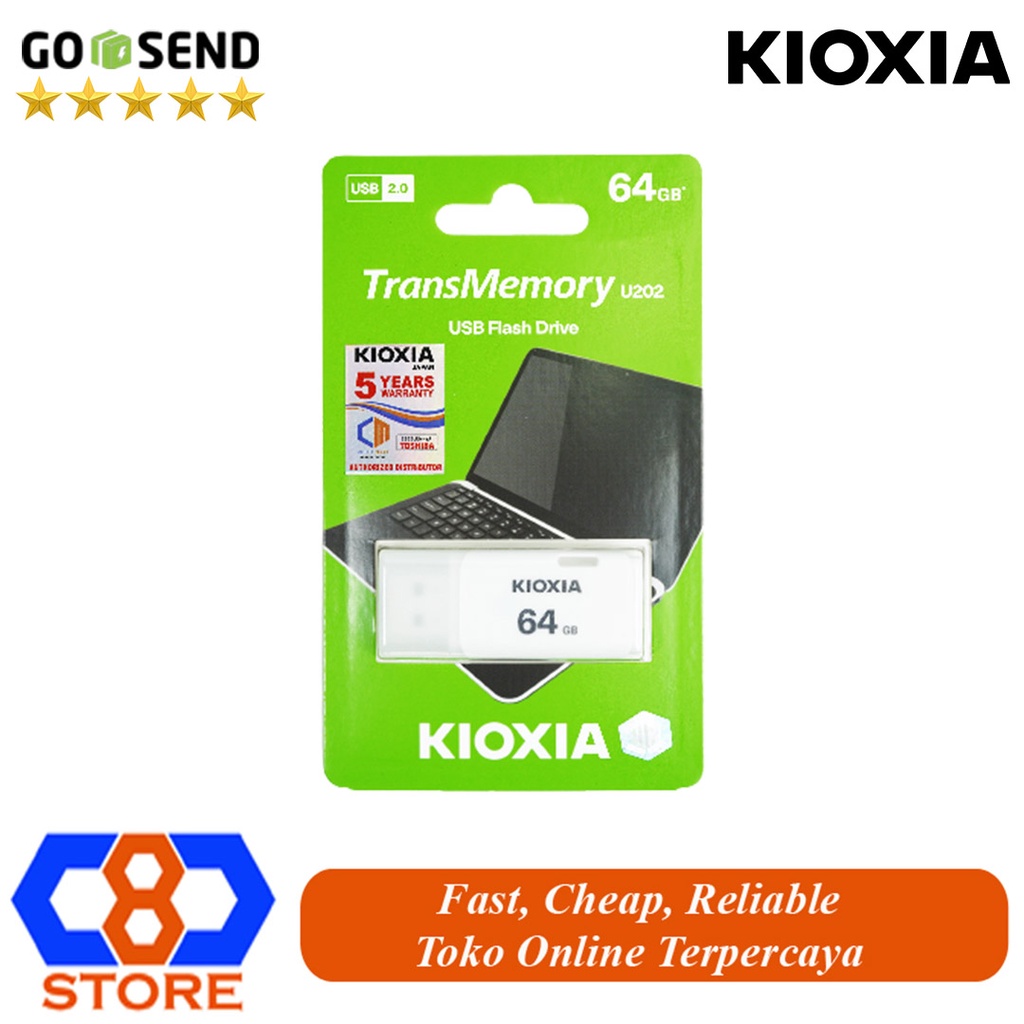 USB FLASH DISK KIOXIA 64GB U202 USB2.0 RESMI ORIGINAL GARANSI 5 TAHUN