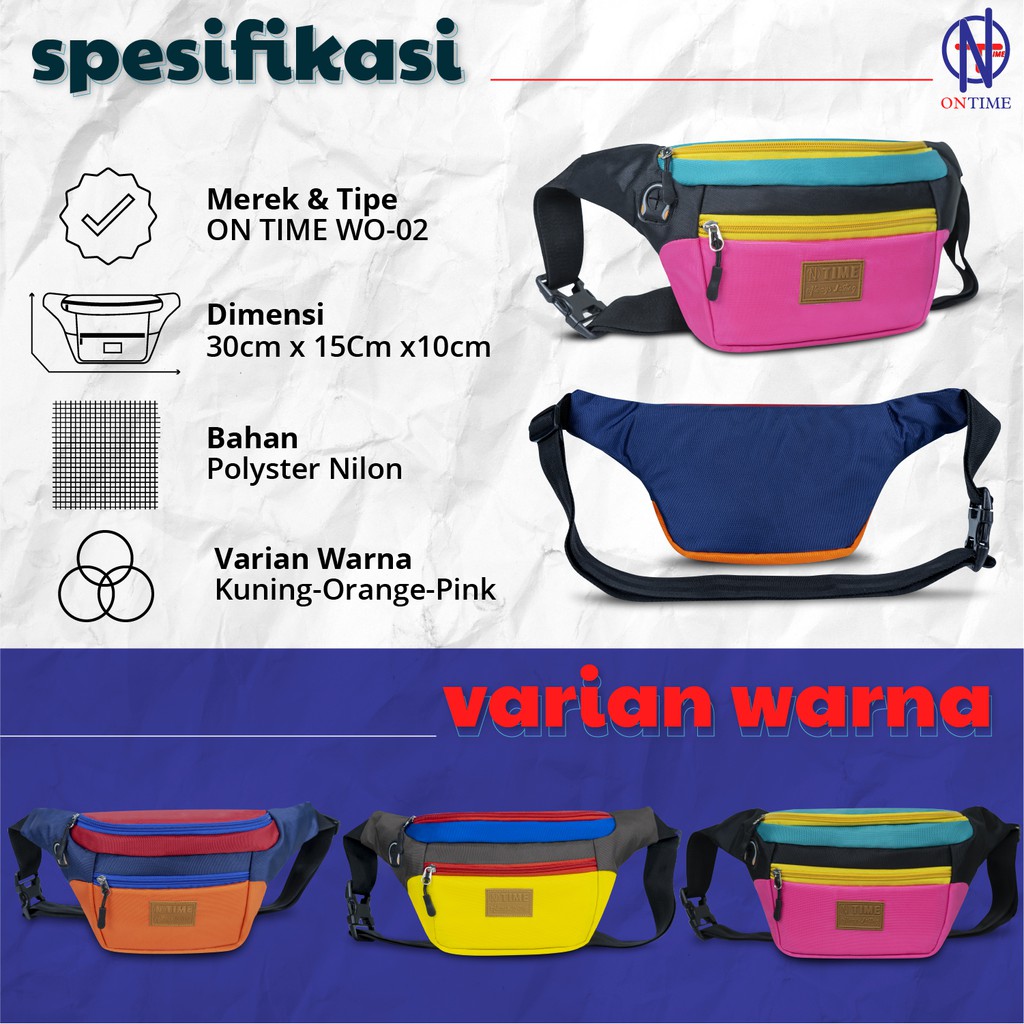 ON TIME Tas Selempang Import KREATIVO GROUP Tas Selempang Fashion wanita Tas Pinggang Kekinian Waist Bag Kekinian