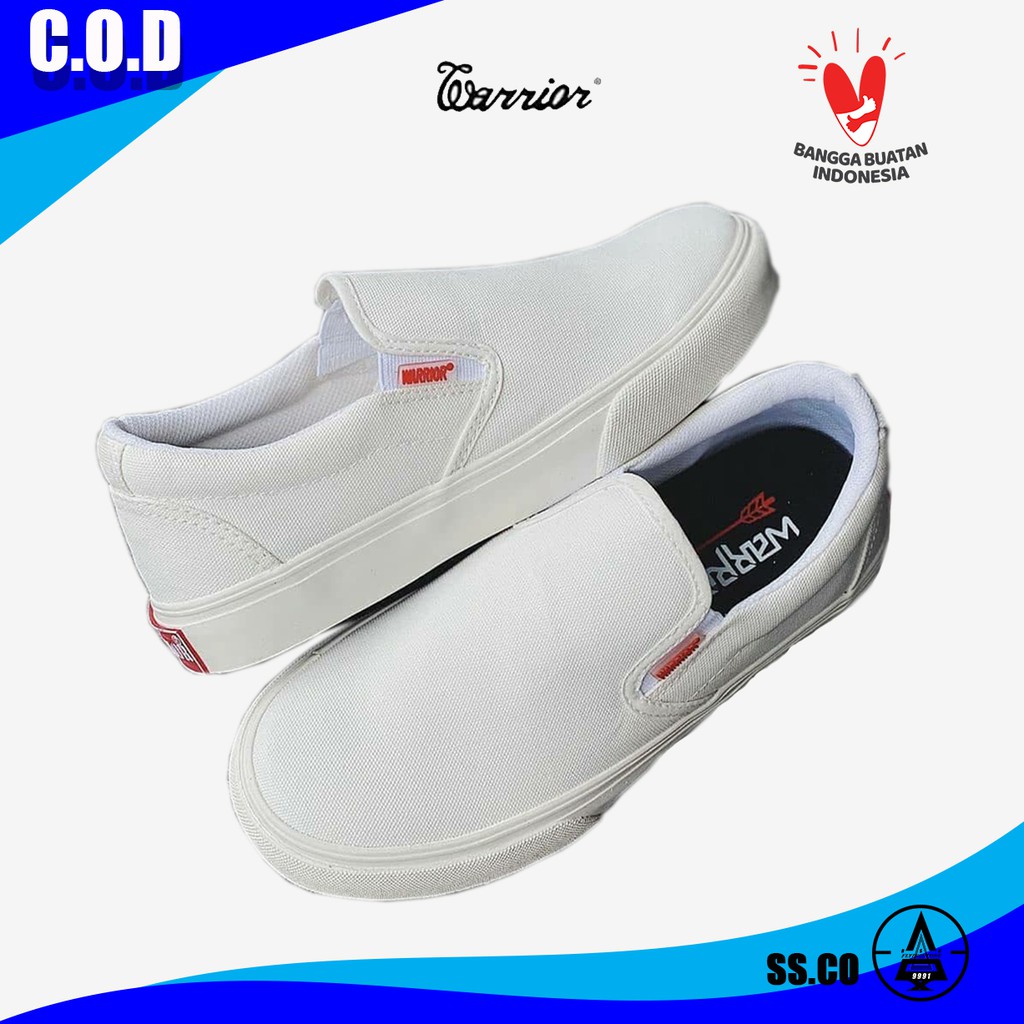Warrior Arthur Slip On All White Sepatu Warrior Original - Sneakers Pria Casual - Sepatu Lokal