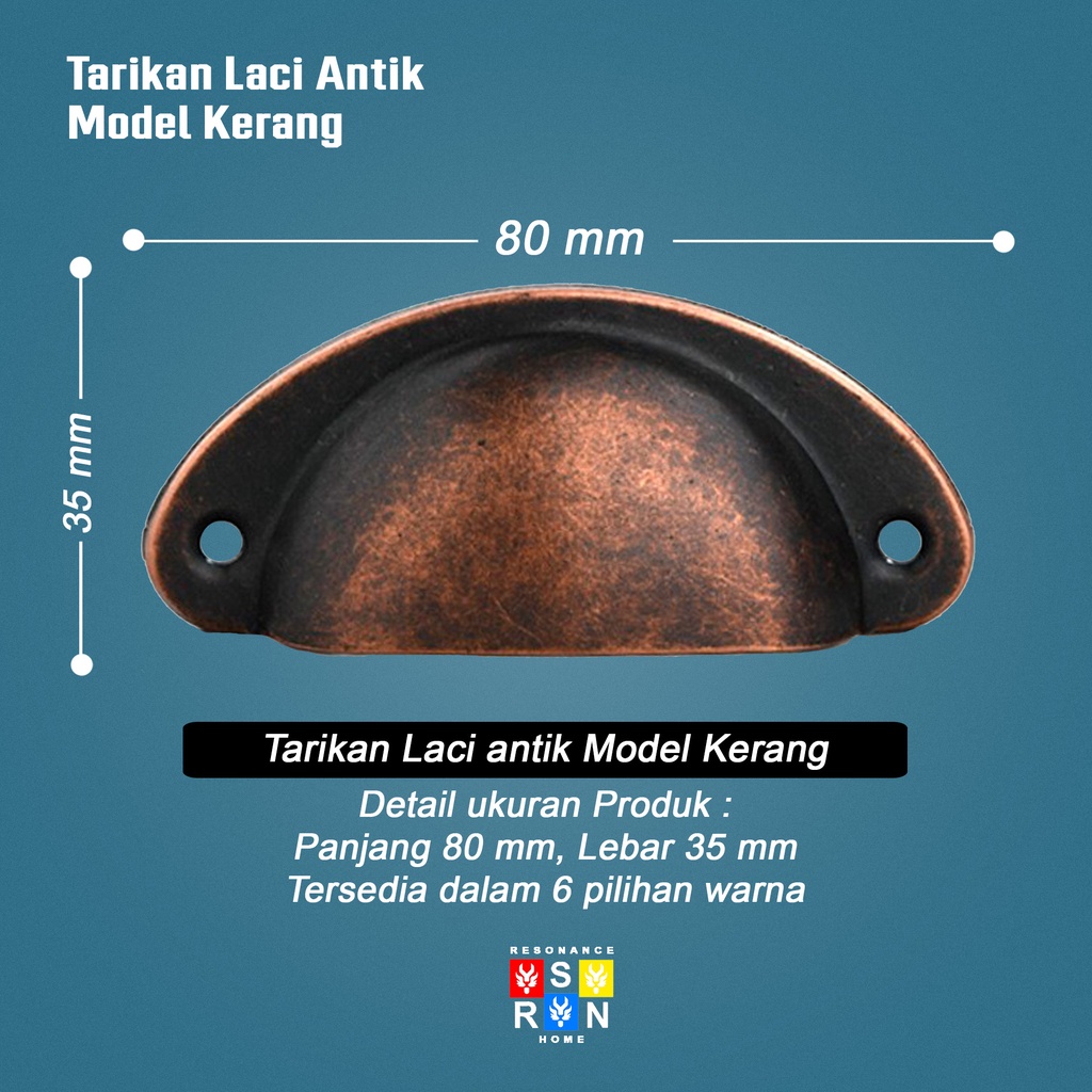 Tarikan Laci Antik Vintage Model Kerang / Antique Drawer Handle Resonance Home