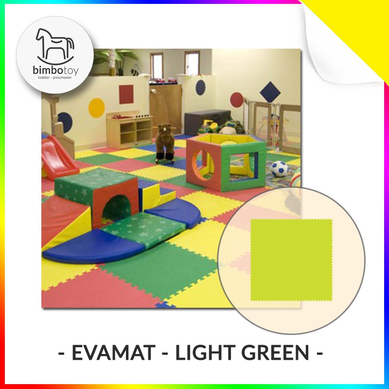 Bimbozone - Karpet Puzzle Evamat Hijau Muda | Evamat 30x30cm UNIMATS - Light Green