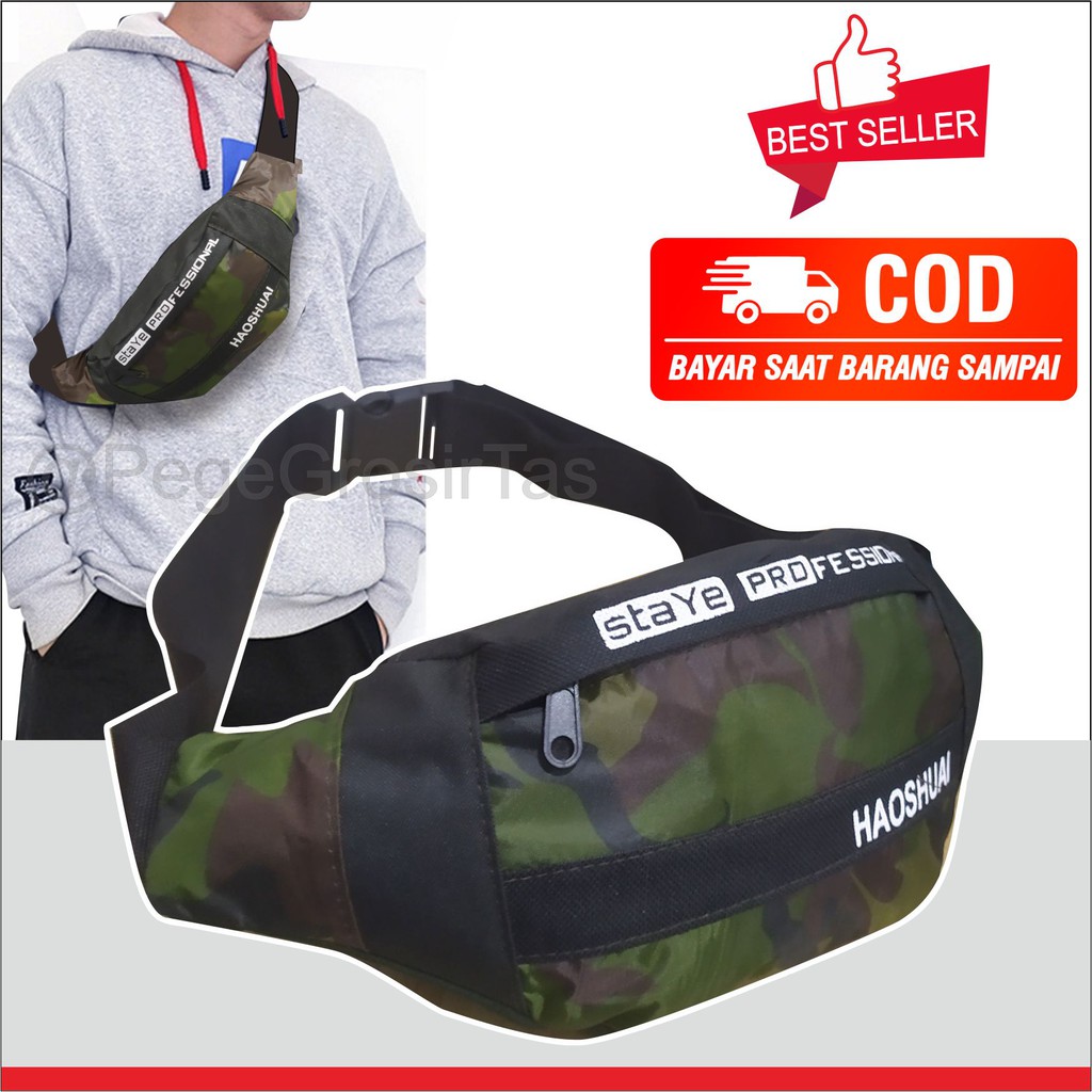 Tas Waistbag Tas Pinggang Motif Doreng Slingbag Selempang Bahu Kasual - PG - 8856