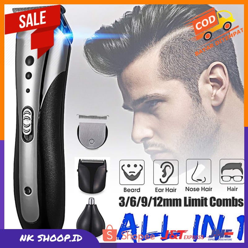 Mesin Cukur Rambut KM1407 Hair Clipper Shaver 3 in 1 Alat Cukur Rambut Kumis Bulu Hidung Kumis